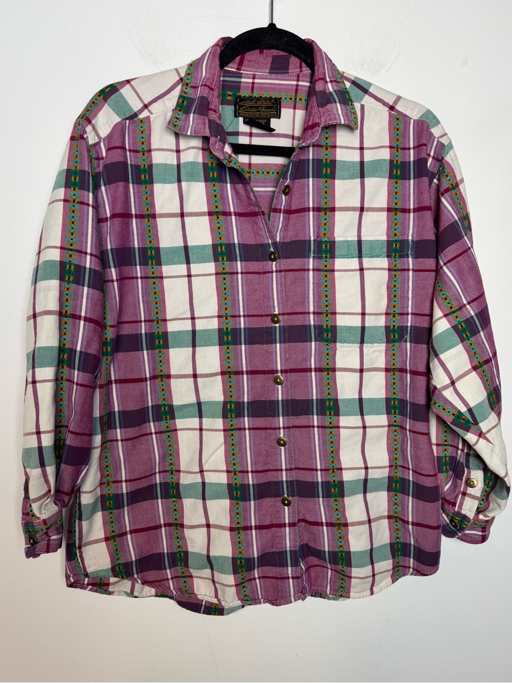 Eddie Bauer Vintage Cotton Plaid Button Down Shirt M